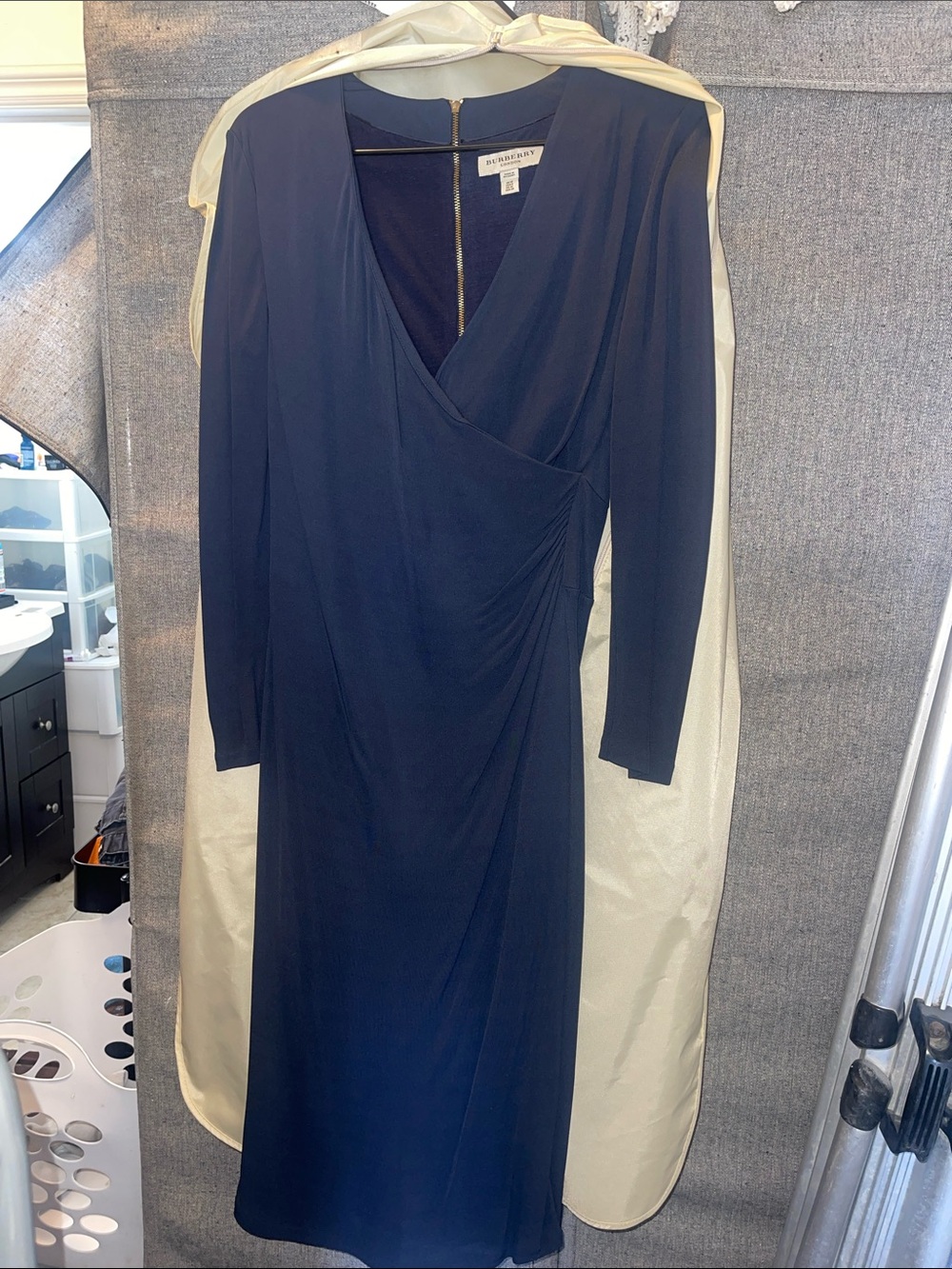 Burberry Deep Navy Long Sleeve Wrap Dress